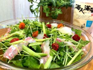 鯛とセミドライトマトのカルパッチョ風サラダ♫のレシピ★～夏野菜をおいしく食べよう♡